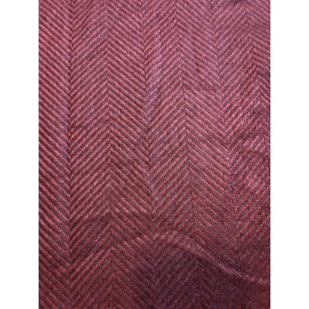 Pottery Barn‎ Herringbone Throw Blanket Butgundy 50 x 62 in Acrylic Fringe Soft